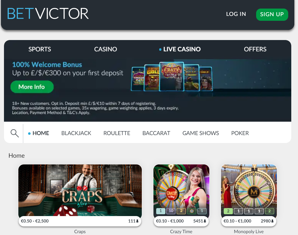 BetVictor Crazy Time Game